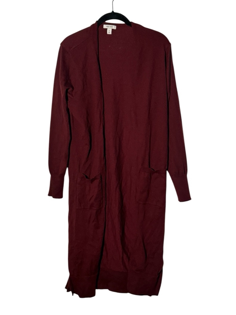 Nine West Burgundy Red Long Sleeve Duster Cardigan Size Medium